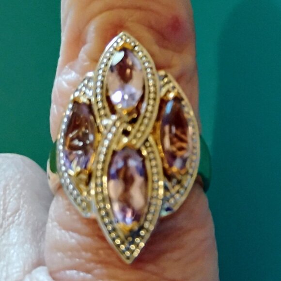 Ring, Size 8, Designed by Marcel Drucker, Amyethyst and Diamond Ring - Picture 3 of 3